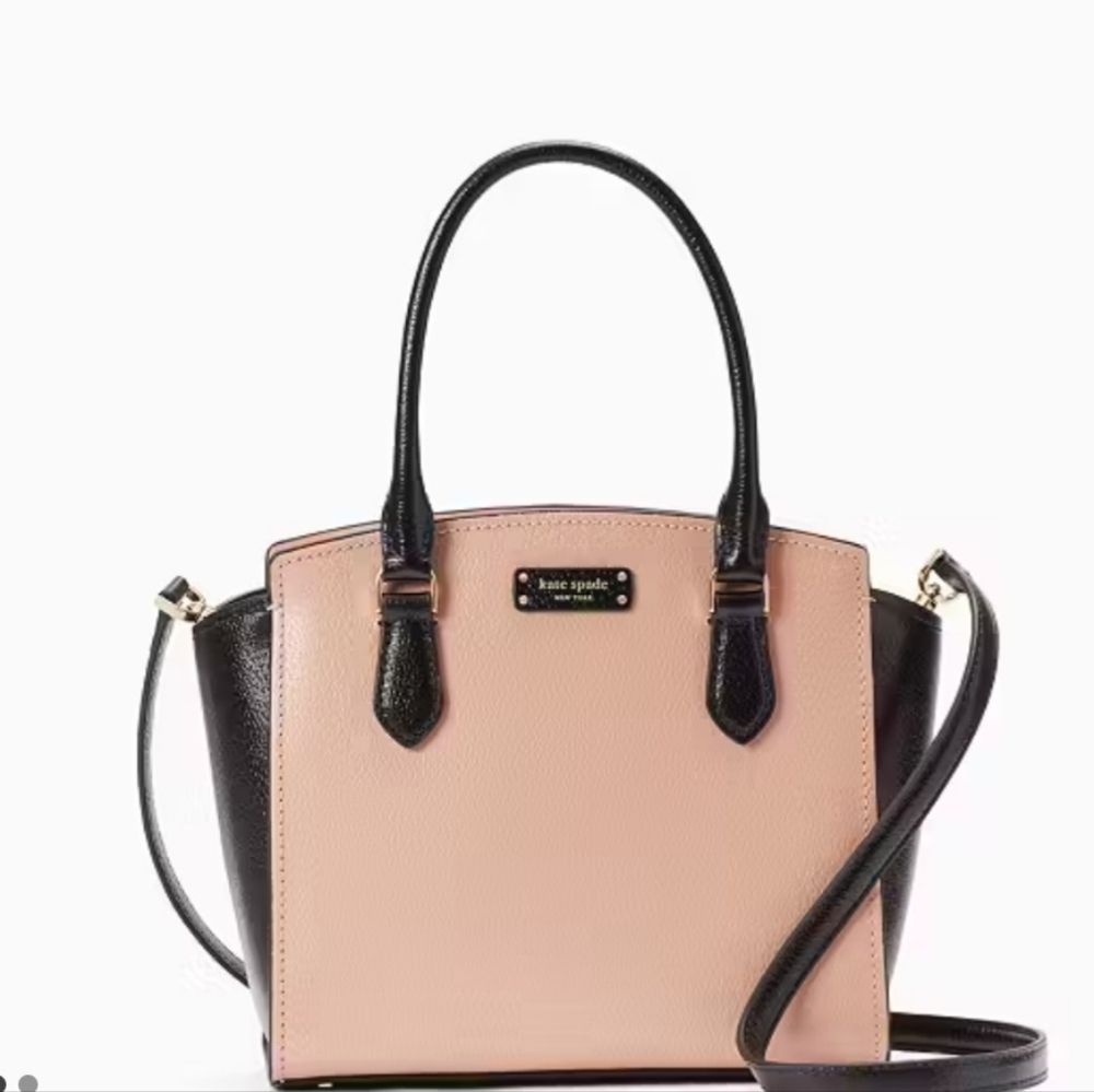 KATE SPADE JEANNE PINK AND BLACK LEATHER SATCHEL